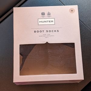 Hunter Tall Boot Socks, sz M (w 5-7), Cable Knit Black Fleece-lined